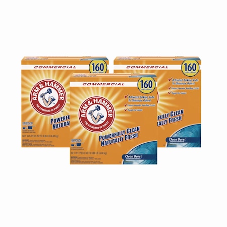 Arm & Hammer Laundry Detergent, 9.86 lb Box, Powder, Clean Burst, 3 PK 33200-00109